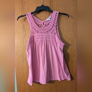 Sonoma Pink Crochet Tank Top Size Large